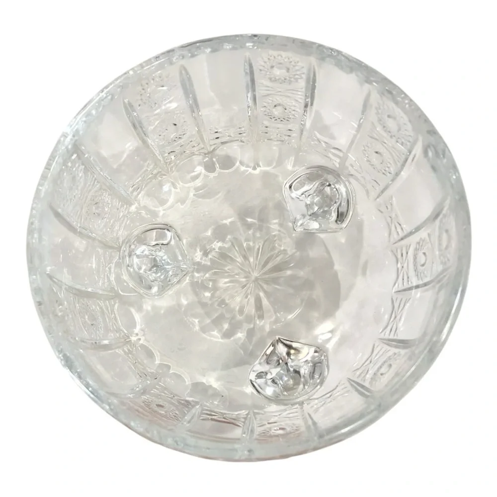 Vintage 1964 Delisoga 3-Footed Diamond Cut Starburst Pattern Candy Dish